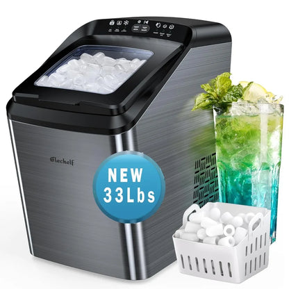 Bullet Ice Maker: 9 Pcs, Self-Cleaning, 7-Min Ice, 2 Sizes