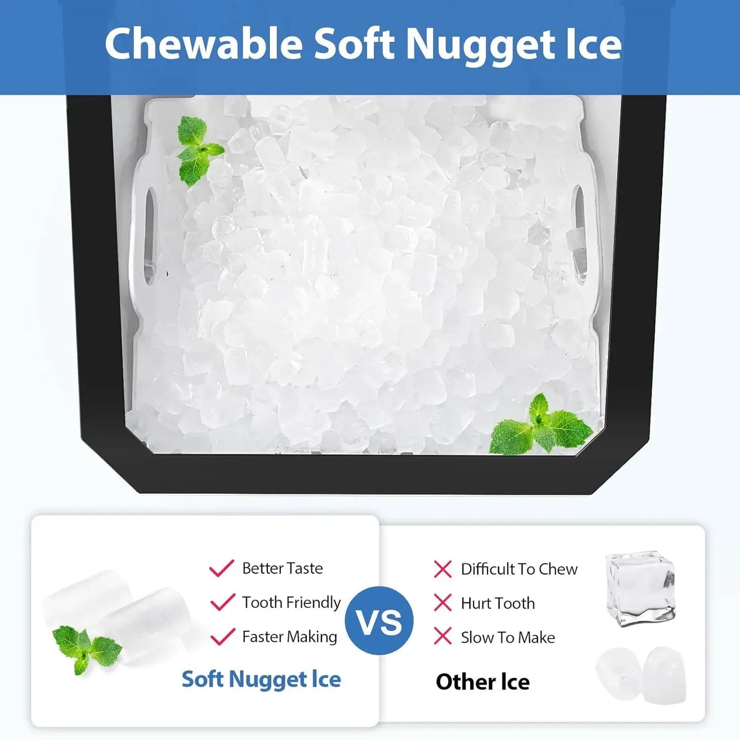 Nugget Ice Maker Countertop - 55lbs/Day, 5-Min Rapid Release