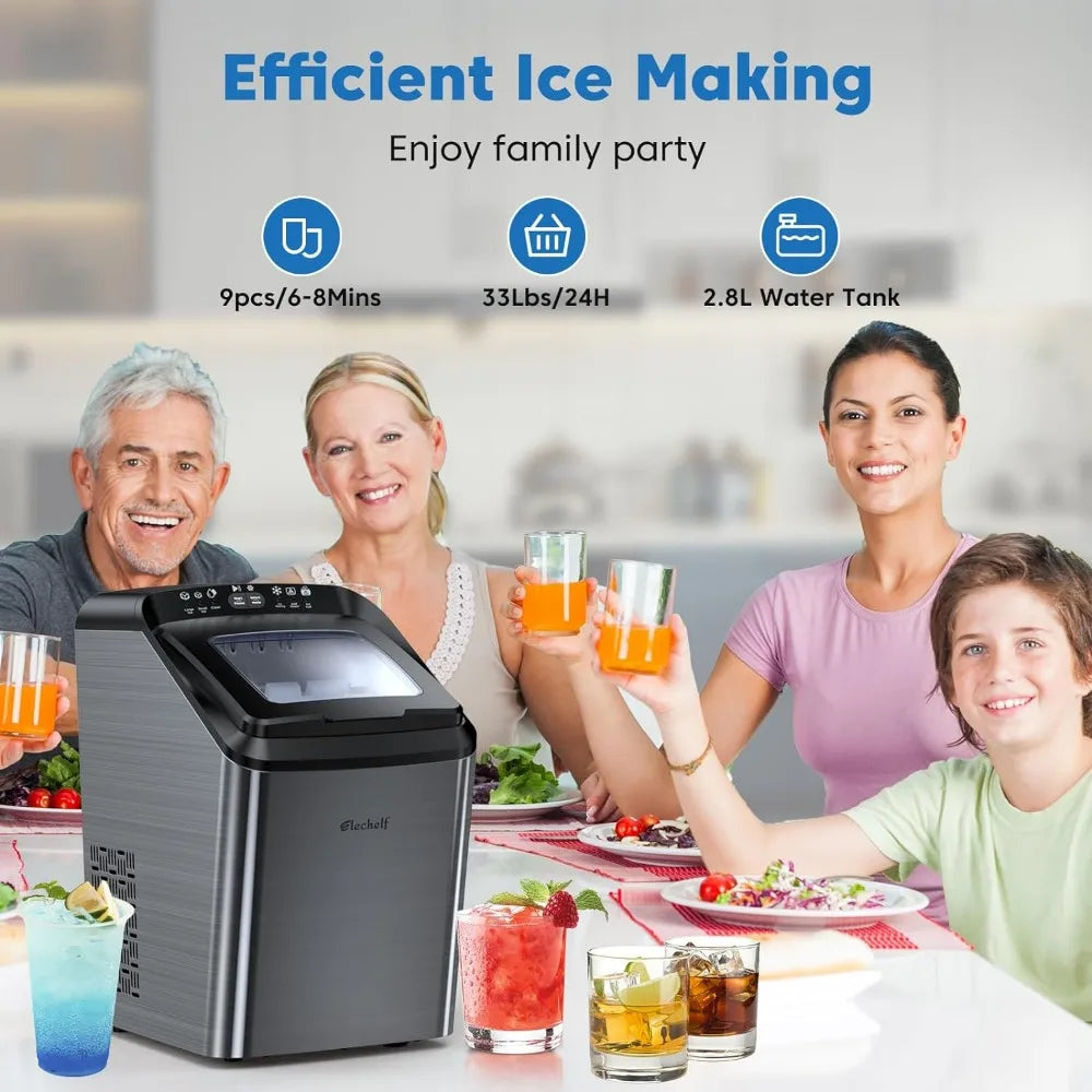 Bullet Ice Maker: 9 Pcs, Self-Cleaning, 7-Min Ice, 2 Sizes